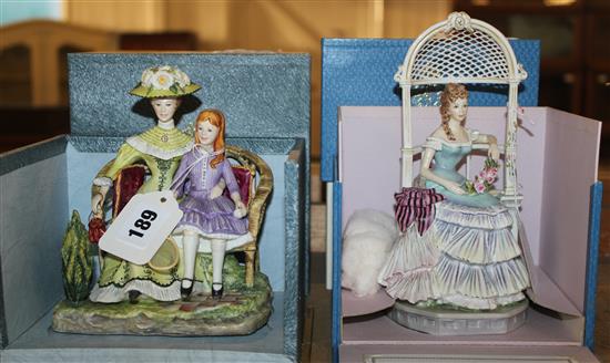 Royal Worcester figure group by Ruth van Ruyckevelt, Charlotte and Jane 90/500 & another, Rebecca, 6/500, boxed with certifcates